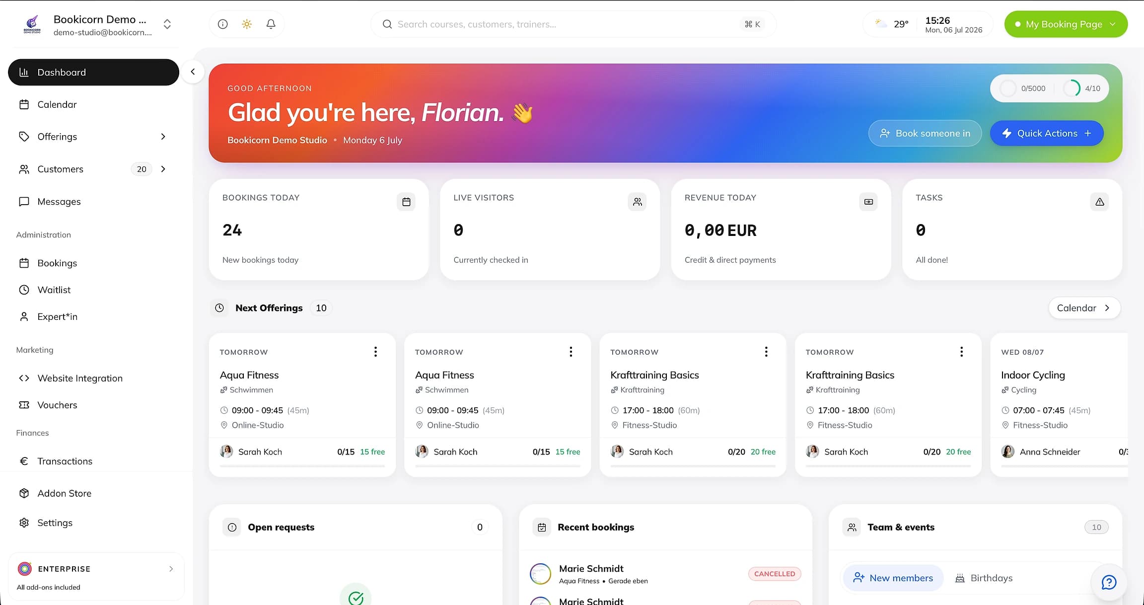 Bookicorn Dashboard