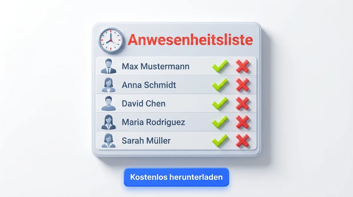 Anwesenheitsliste Vorlage kostenlos – PDF & Excel Download