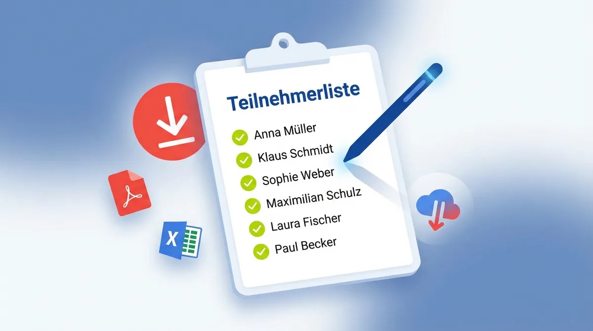 Teilnehmerliste Vorlage kostenlos – PDF, Excel & zum Ausdrucken