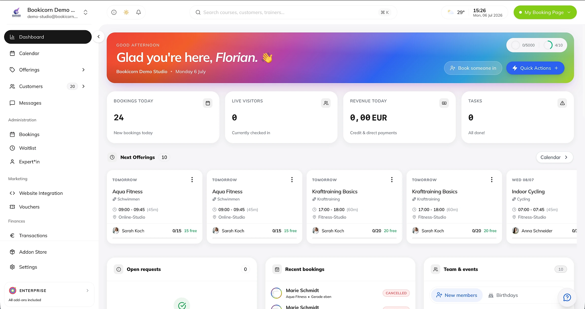 Bookicorn Dashboard