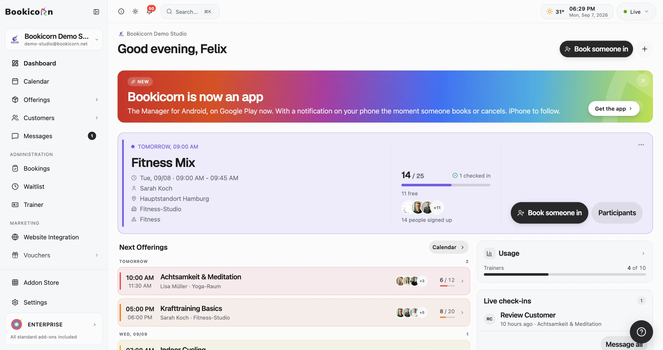 Tableau de bord Bookicorn